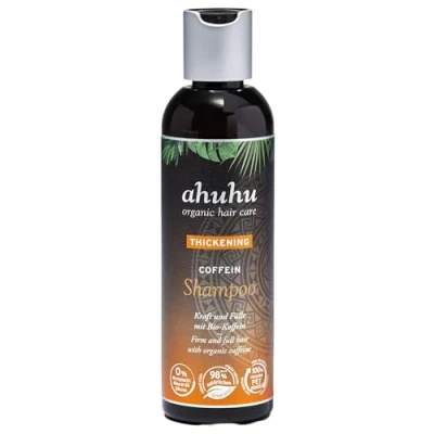 Image of ahuhu THICKENING Caffeine Shampoo (200 ml) For Coloured Hair &amp; Growth, Strengthens Scalp with Organic Caffeine, Damaged Thin Hair, Sulfate Free, Silicone Free