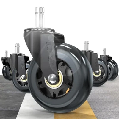Image of HOLKIE Office Chair Wheels 11x22mm Black Replacement Desk for Hard Floor Casters Set of 5 Heavy Duty Wheel Computer Gaming