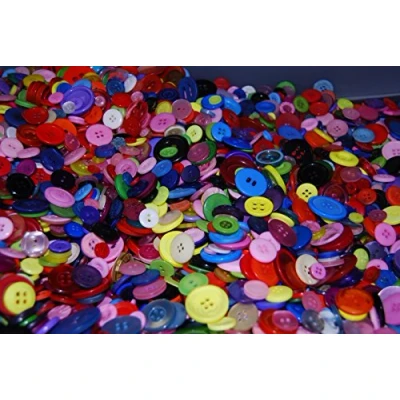 Image of Pack of 50g Mixed Sizes and Colours Various Plain Round Buttons for Sewing Crafting