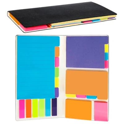 Image of Belle Vous Recycled Lined Paper Writing Notebook/Journal with Sticky Notes 10 x 20.5cm/3.94 8.07 Inches 60 Pages/Sheets Premium Notepad Cork Style Cover for School/Office