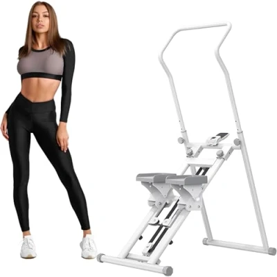 Image of RIDEONMOP Stair Climber Stepper for Home Gym Exercise, Vertical Machine Full Body Workout, Folding Cardio Exercise with LCD Monitor, Adjustable Handlebar &amp; Pedals