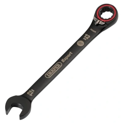 Image of Draper 03902 Expert HI TORQ Metric Reversible Ratchet Combination Spanner, 12mm, Black