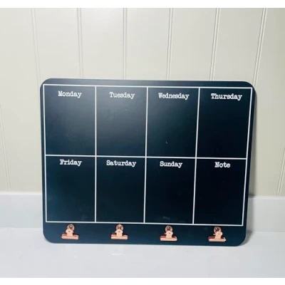 Image of Blackboard Weekly Planner Wall Hanging Meal Home Organiser Chalkboard with Clips