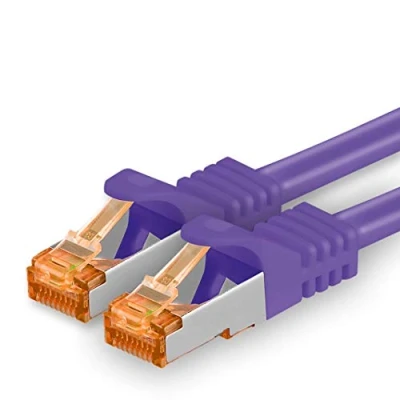 Image of 1aTTack.de Cat.7 Ethernet cable 3 meter Violet Cat7 Lan Network 10GBASE T 10000 Mbps SFTP PIMF patchcable RJ45 plug