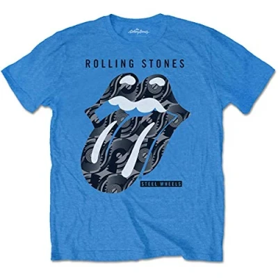 Image of The Rolling Stones Men&#039;s Steel Wheels T Shirt, Blue, Large (Size:Large)