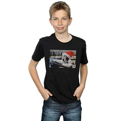 Image of Absolute Cult Gremlins Boys Mogwai Christmas Hat T Shirt Black 12 13 Years