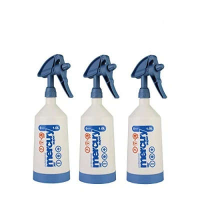Image of Kwazar Pack of 3 Mercury Super Pro + 360 Degree Viton Blue Spray Bottle 1.0 Litres
