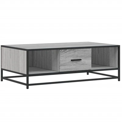 Image of vidaXL Coffee Table Grey Sonoma 100x57x35 cm Engineered Wood and Metal