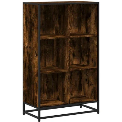 Image of vidaXL Book Cabinet Smoked Oak 65.5x33x107.5 cm Engineered Wood