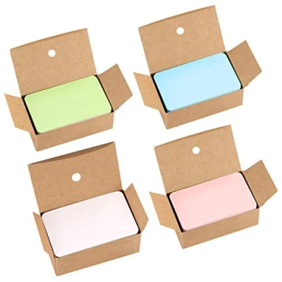 Image of 400PCS Blank Flash Cards, 8.8 * 5.4CM Kraft Paper Business Message Card Revision DIY Gift Cards Flashcards for Learning Memory Notes (4 Colors)