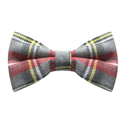 Image of King &amp; Priory Boys Light Grey Red Tartan Pre Tied Bow Tie, Check, Plaid