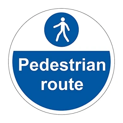 Image of Pedestrian Route Safety Floor Sign, Hard Wearing Non Slip/Non Abrasive Laminated Face, R9 Grade For Slip Resistance, High Strength Self Adhesive Backing, 400mm diameter