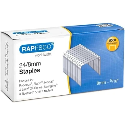 Image of Rapesco S24807Z3 24/8 mm Galvanised Staples, Box of 5000
