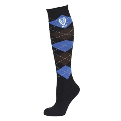 Image of Covalliero Brescia Women&#039;s Riding Stockings Dark Blue Checked Size 40 42