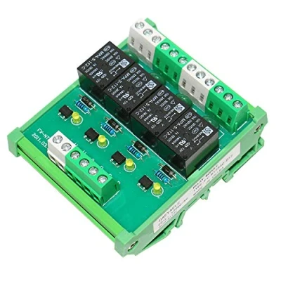 Image of GAEYAELE 4 Channel Relay Module 1 SPDT DIN Rail Mount 12V DC/AC Interface Module(FY T734 12VACDC)
