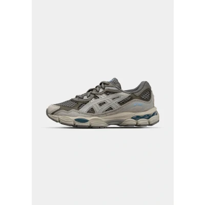 Image of Asics Sportstyle Gelnyc Unisex Trainers, Size: 3, Steeple grey/cream Leather and textile