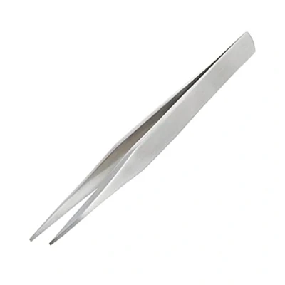 Image of Solid/Rigid Arms Tweezers (Non Flex), Squared Off fine Tips, 125mm, Stainless Steel. Made in Japan. ENGINEER pt 17, Nickel