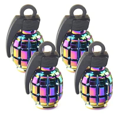 Image of 4 Pcs Cycling Valve Caps Tyre Dust Covers Aluminum Alloy Tire French Style Grenade Stem for Road Bicycle
