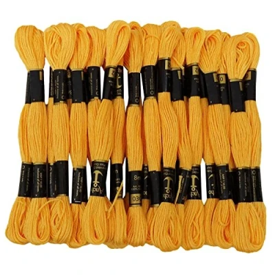 Image of Anchor 25 x Stranded Cotton Cross Stitch Hand Embroidery Thread Floss Skeins Yellow