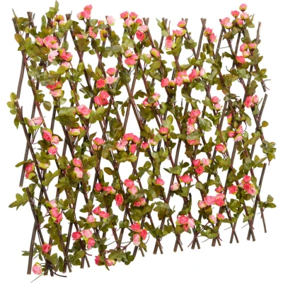 Image of vidaXL Artificial Ivy Trellis Expandable Dark Pink 180x60 cm