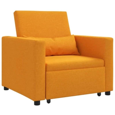 Image of vidaXL 3 in 1 Single Sofa Bed Convertible Yellow Dark Fabric