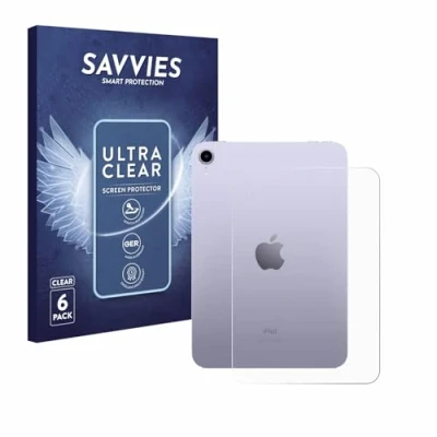 Image of Savvies 6 Pack Screen Protector compatible with Apple iPad Mini 7 WiFi Cellular 2024 (Back) Protection Film Clear