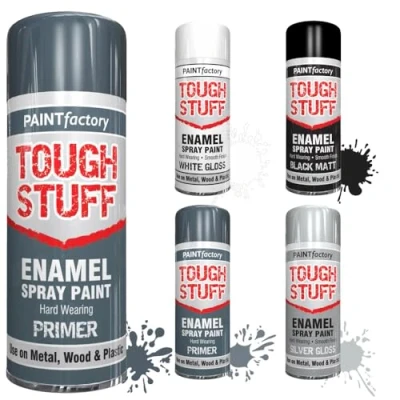 Image of SCHNAZZ 1 x Enamel Grey Primer 400ml Aerosol for Metal Wood Plastic,Tough Stuff Hard Wearing Smooth