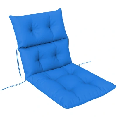 Image of Outsunny Tufted Adirondack Chair Cushion, Thick Garden Seat Cushion Pad with Backrest, Rocking Ties for Outdoor and Indoor Use, Blue