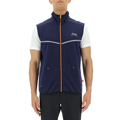 Image of JEEP O102621 K879 XP MAN TECH SWEAT VEST W/Kangaroo Pocket JX22A Deep Blue/Dark G.Mel S