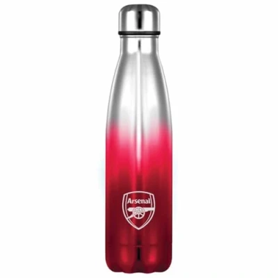 Image of Arsenal FC Water Bottle Stainless Steel Metallic Flask Ombre Official Merchandise