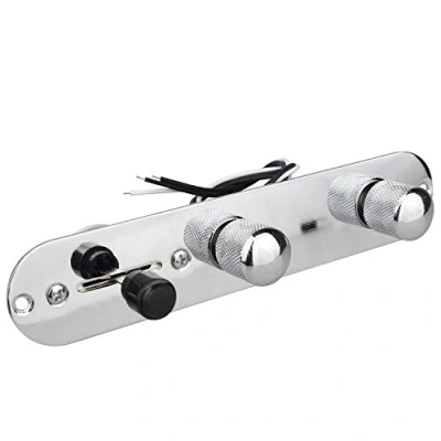 Image of Futheda Telecaster Control Plate 3 Way Switch Loaded Chrome Plated Metal Prewired Tele Guitar with Wiring Harness Knobs for Replacement Parts