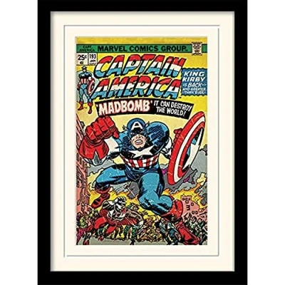 Image of Marvel Captain America (Madbomb) 30x40 cm Mounted &amp; Framed, 16 x 12 inches