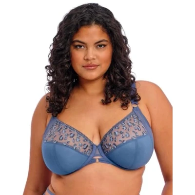 Image of Elomi Womens Namrah Bandless Plunge Bra Blue Polyamide Size 40FF
