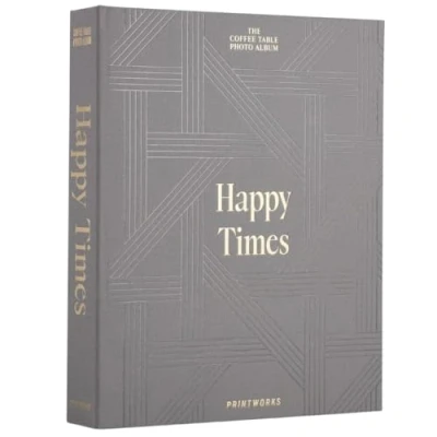 Image of PrintWorks HAPPY TIMES XL Photo Album, Gray, Extra Large Black Paper, 30 Pages, Fabric Covered, Adhesive for Photos