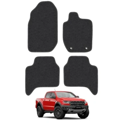 Image of Carpet Floor Mats for the Ford Ranger (2012 2022) [Only suitable Double Cab models] Custom Van Accessory Tailored fit, Granulated Anti Slip Layer &amp; Black Binding