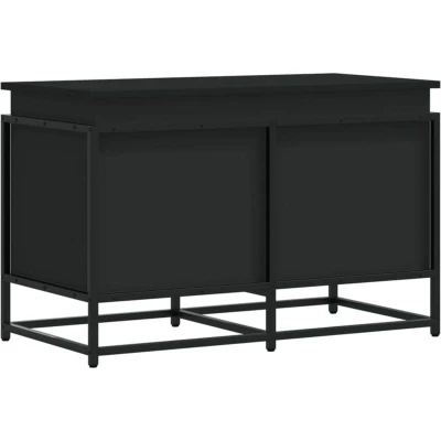 Image of vidaXL Storage Box with Lid Black 80x40x51.5 cm Engineered Wood