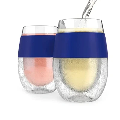 Image of HOST Wine Freeze Cooling Cups in Blue (Set of 2), 2 Count (Pack 1)
