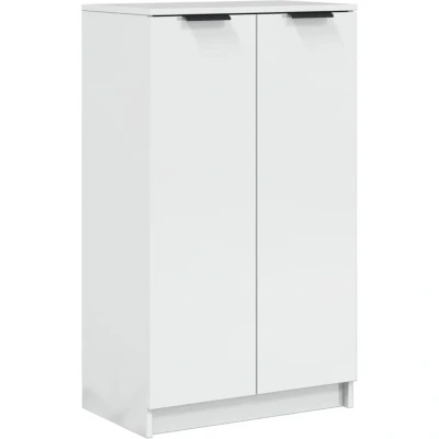 Image of vidaXL High Gloss White Shoe Cabinet Engineered Wood, Multifunctional Top, Stable Structure, Ample Storage Space, Easy Assembly 59x35x100 cm