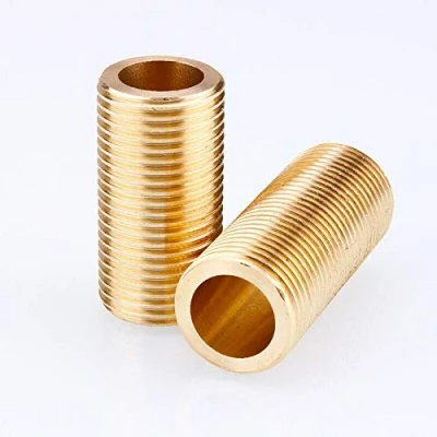Image of Threaded Tube 2PCS 1/2&quot; Brass Running Nipple Long Plumbing Fitting for Tank Connectors (50mm)
