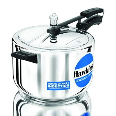 Image of Hawkins Stainless Steel Induction Compatible Pressure Cooker, 8 Litre, Silver (HSS80)