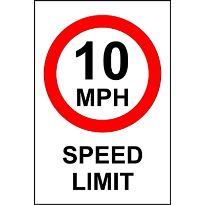 Image of 10 MPH Speed Limit Safety Sign 3mm Aluminium 600mm x 400mm