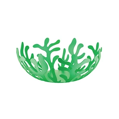 Image of Alessi Mediterraneo ESI01/25GR Fruit Bowl in Steel Coloured with Epoxy Resin, Diameter 25cm, Green