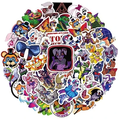 Image of 50PCS FNAF Stickers Vinyl Waterproof for Laptop Water Bottles Skateboard Phone Computer Luggage Bumper,Terror Game Kids Teens Adults
