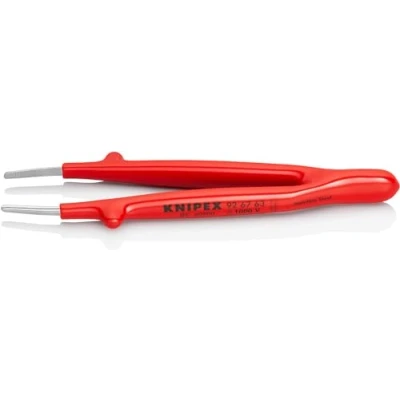 Image of KNIPEX Precision Tweezers insulated, 145 mm, Spring steel, high strength, Red, for electrical installations up to 1000 V