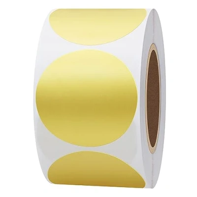 Image of Hylabelest Round Color Coding Dot Labels 1.5 Inch Metallic Foil Golden Stickers Adhesive Label 500 Per Roll (Golden)