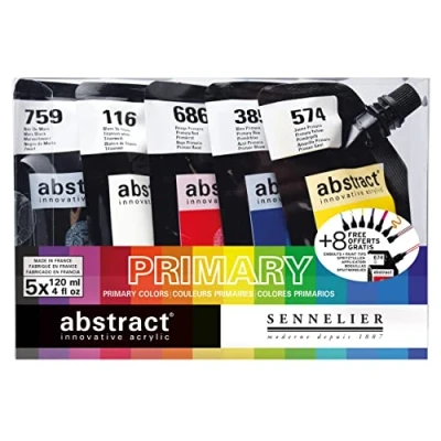 Image of Sennelier Abstract Paint Set 5P, Primary Colors, 120 ml (Pack of 5)