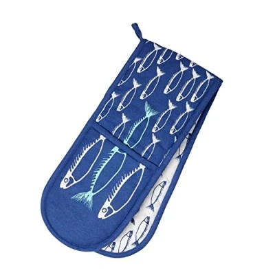 Image of Dexam Fish Double Oven Glove Marine Blue