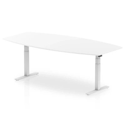 Image of High Gloss 2400mm Writable Boardroom Table White Top Leg