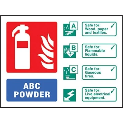 Image of Fire Signs ABC powder extinguisher identification Rigid Plastic