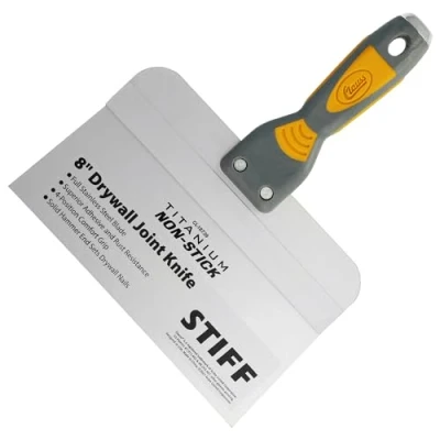 Image of Clauss putty knife 8&quot; (20.3 cm) with wide blade in professional quality titanium bonded stainless steel non stick coating slip, ergonomic handle ideal for large areas 18739
